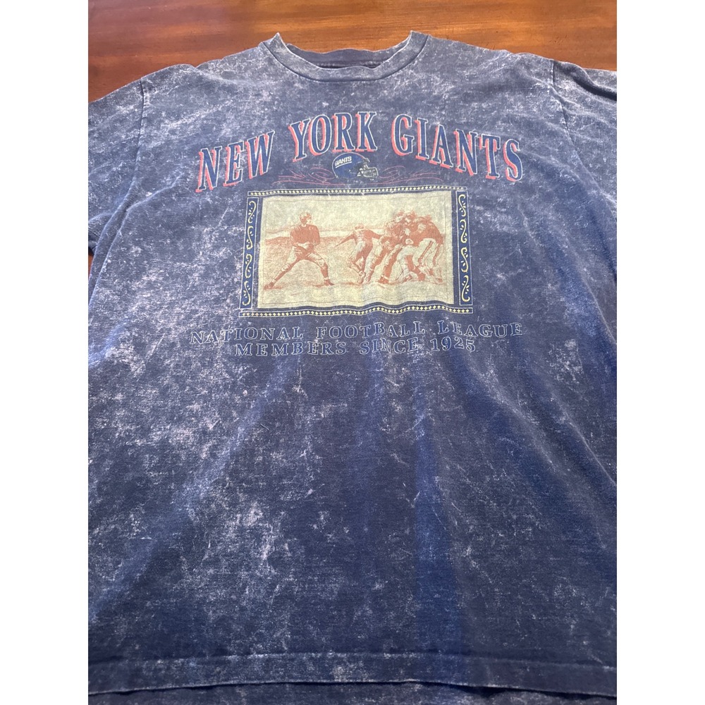 Nutmeg T-Shirt Mens XL Blue Excellent Vintage NFL New York Giants Acid Wash Tee